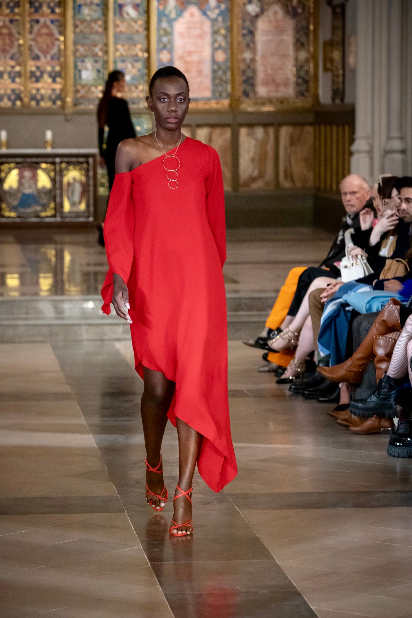 Red Asymmetric One Shoulder Dress
