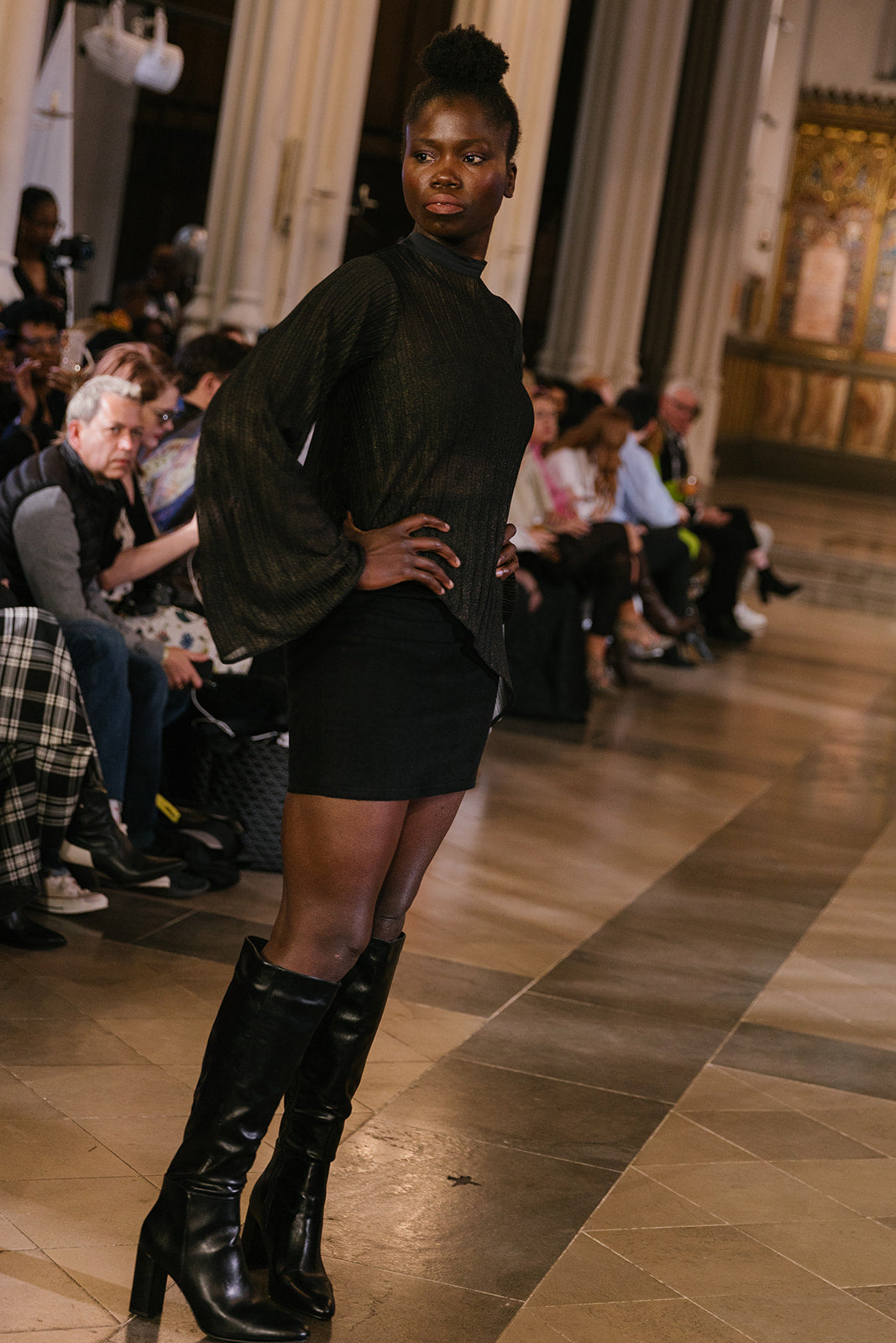 Black Organic Corduroy mini skirt