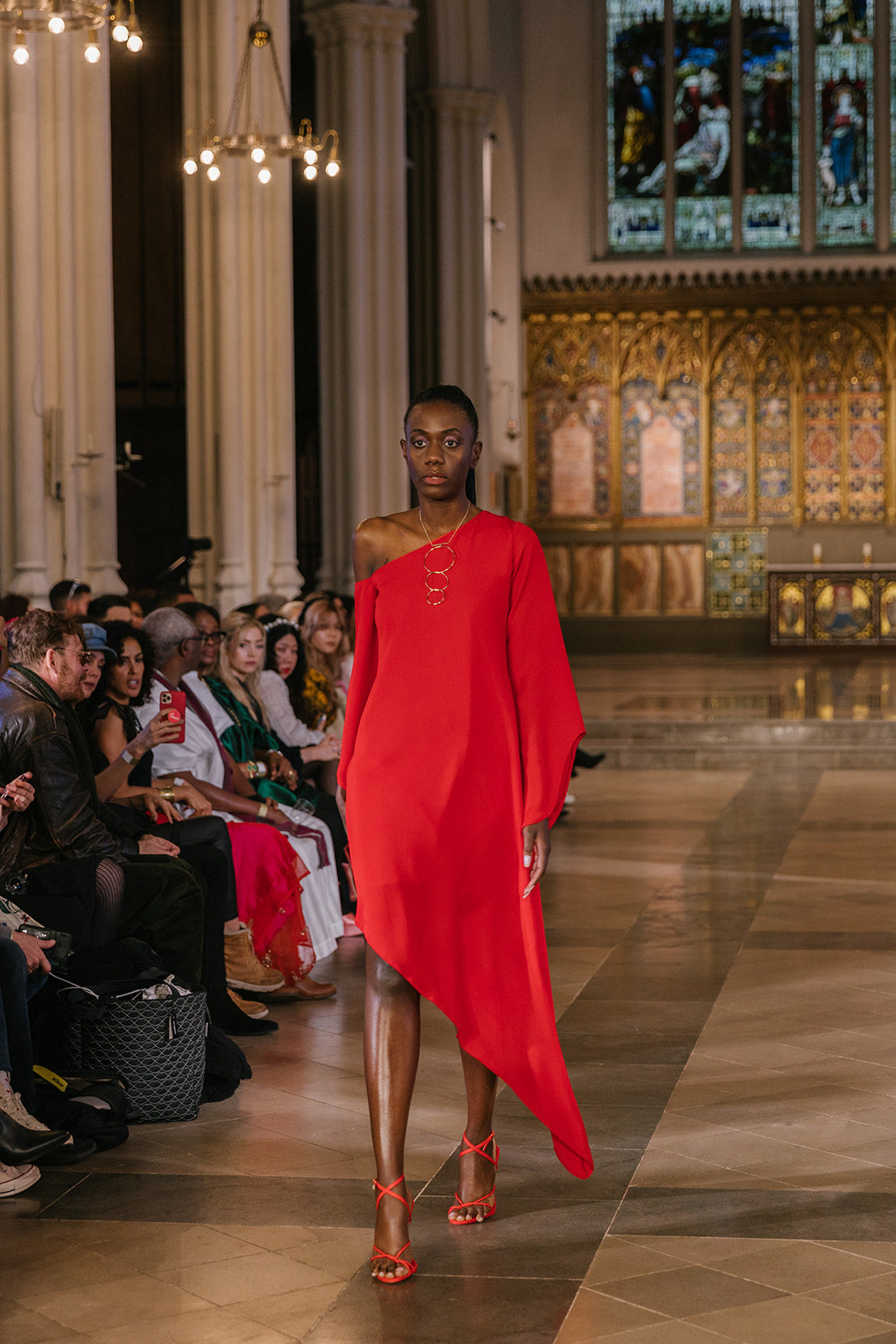 Red Asymmetric One Shoulder Dress