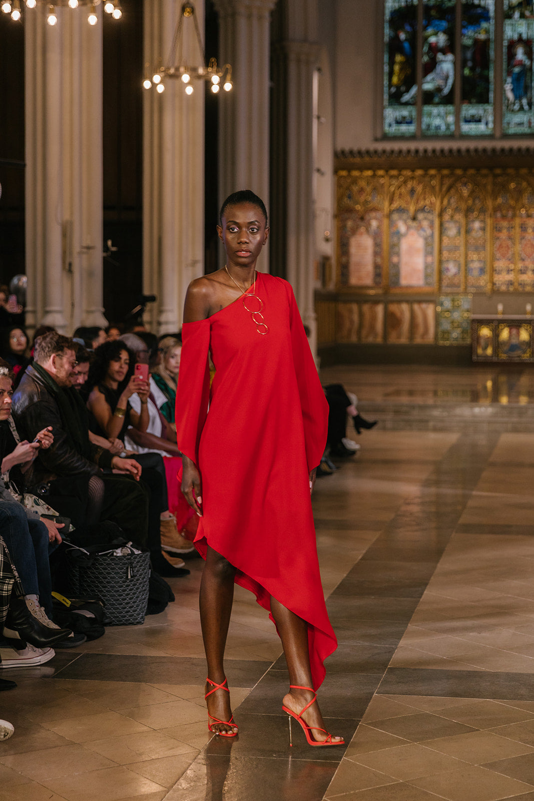 Red Asymmetric One Shoulder Dress