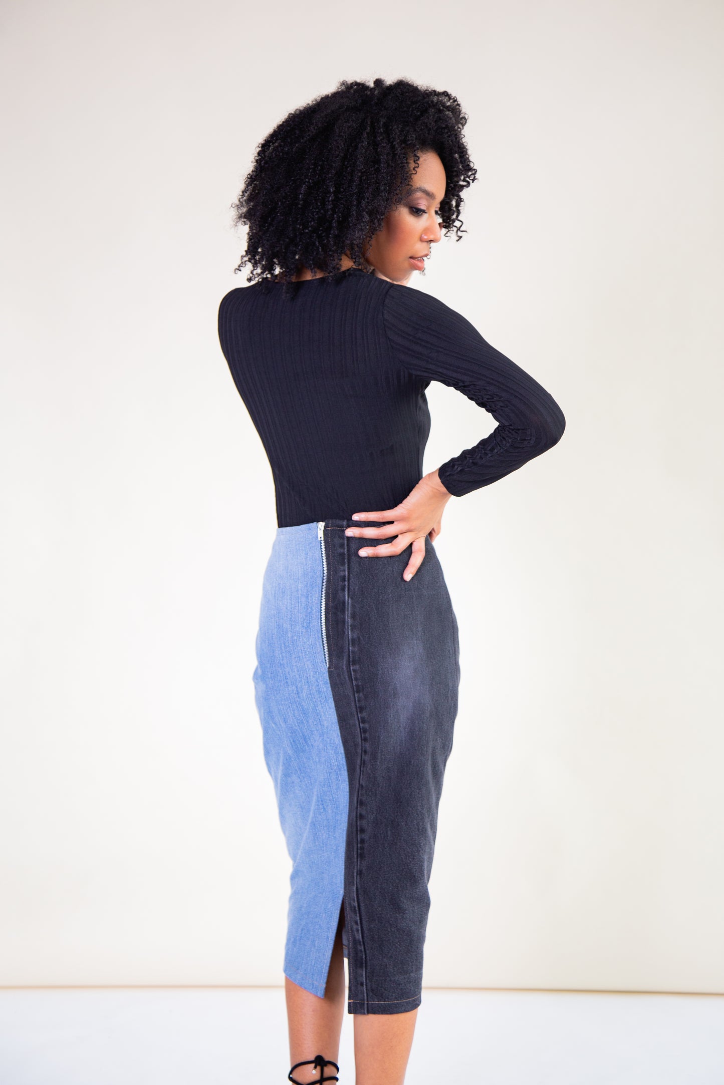 100% Recycled Denim Midi Skirt
