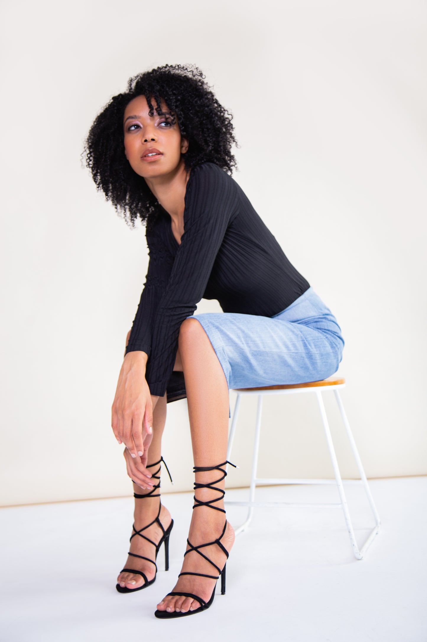 100% Recycled Denim Midi Skirt