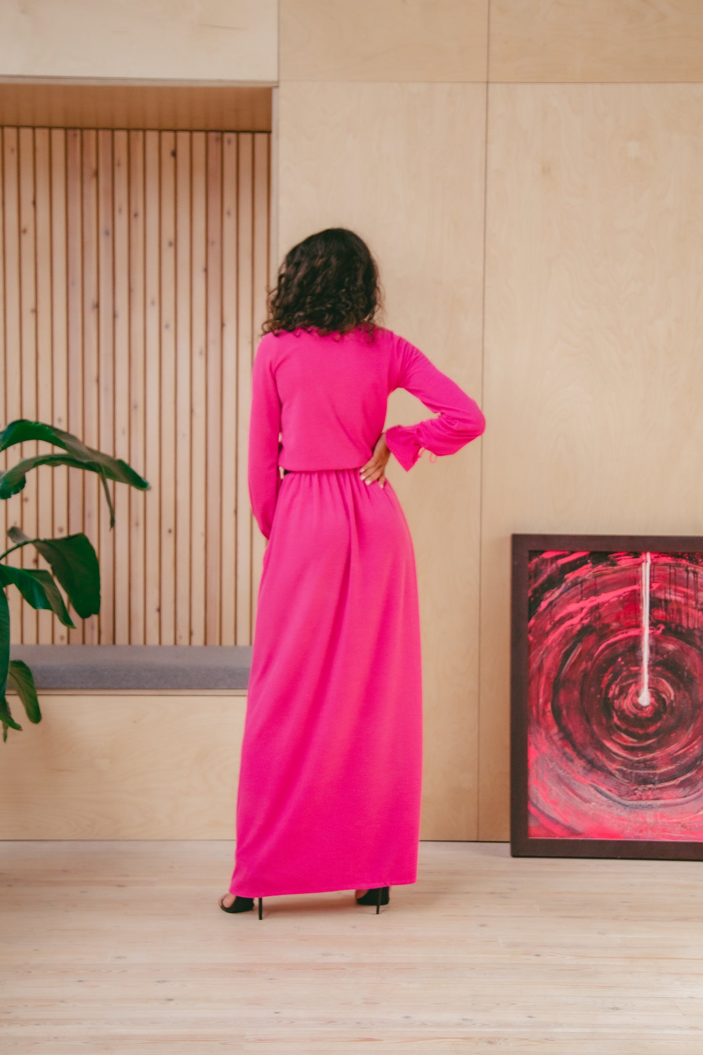 Pink recycled maxi skirt