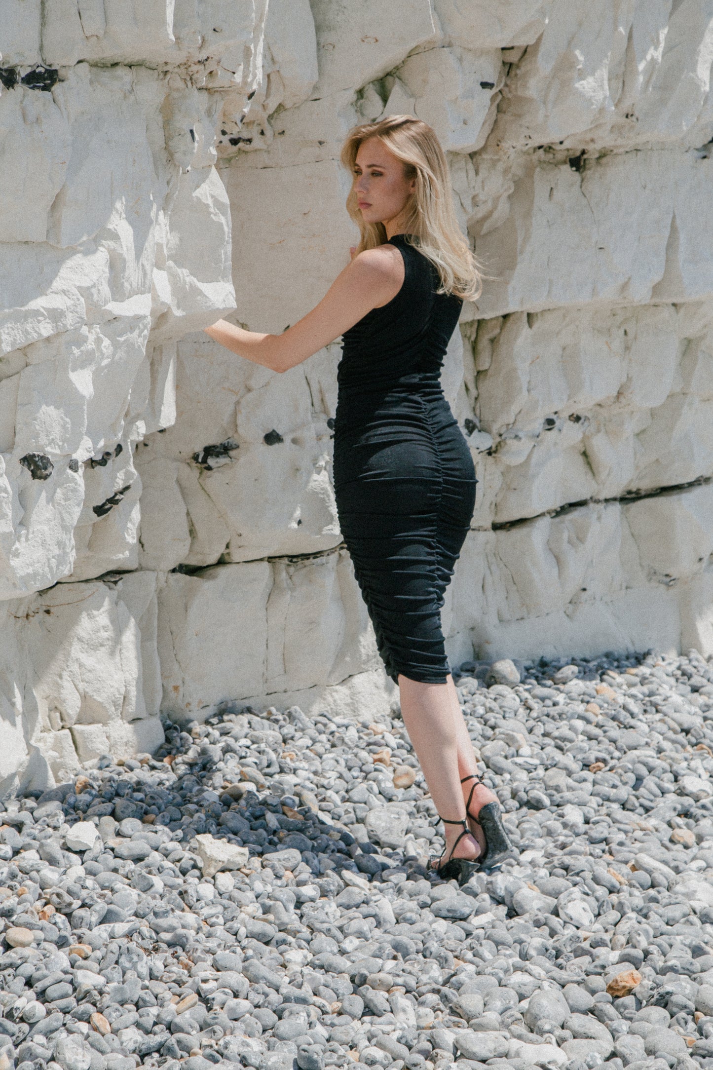 Black recycled midi dress