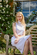 White organic bamboo high neck top