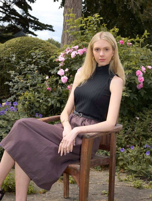 Black recycled high neck top