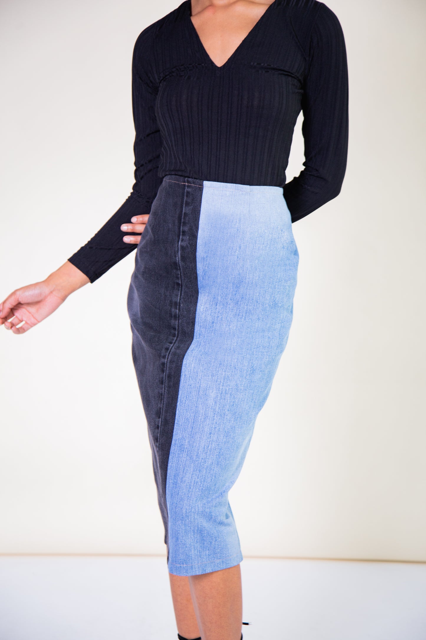 100% Recycled Denim Midi Skirt