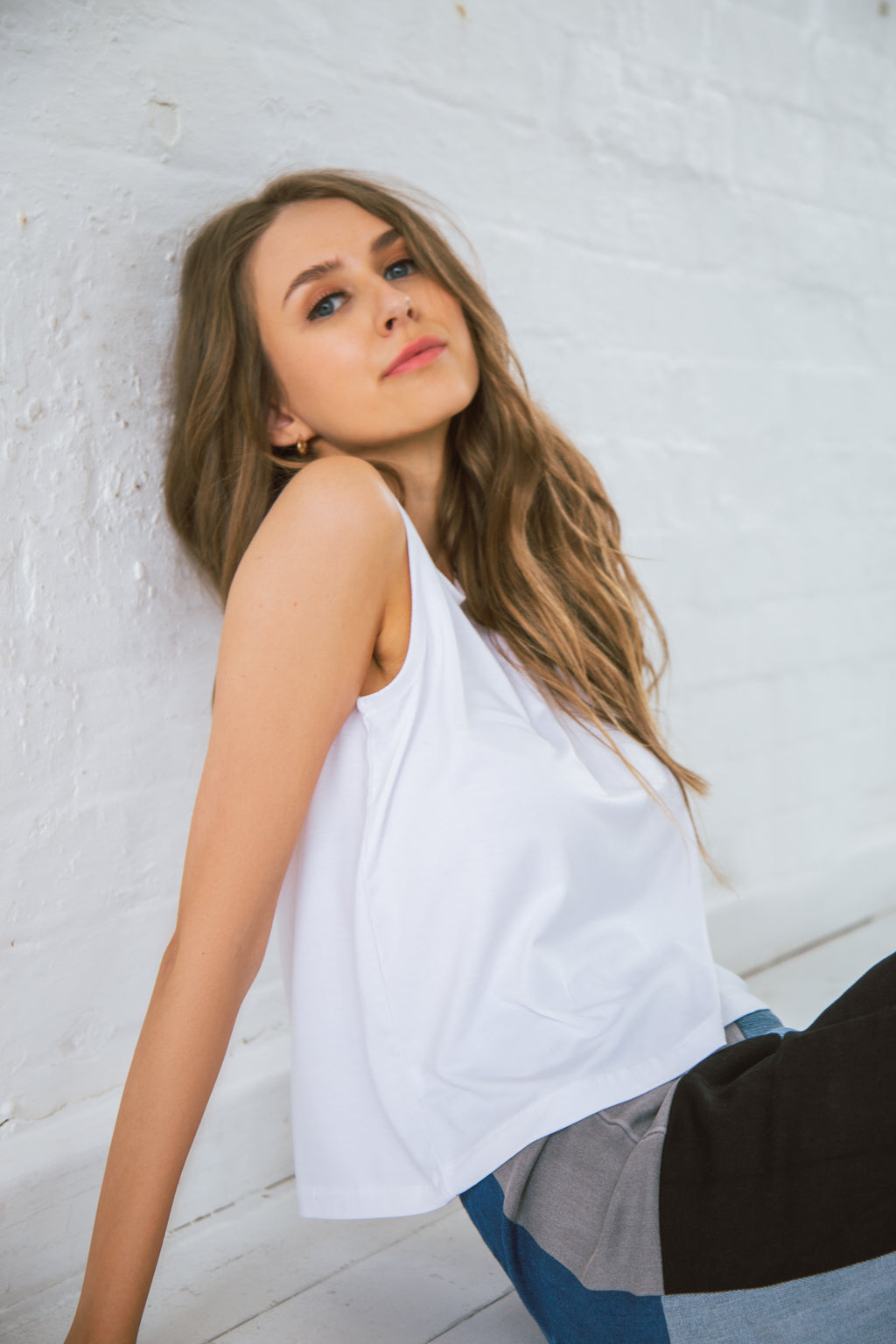 White organic bamboo sleeveless top