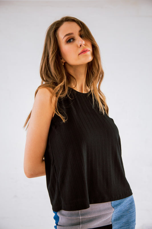 Black recycled sleeveless top