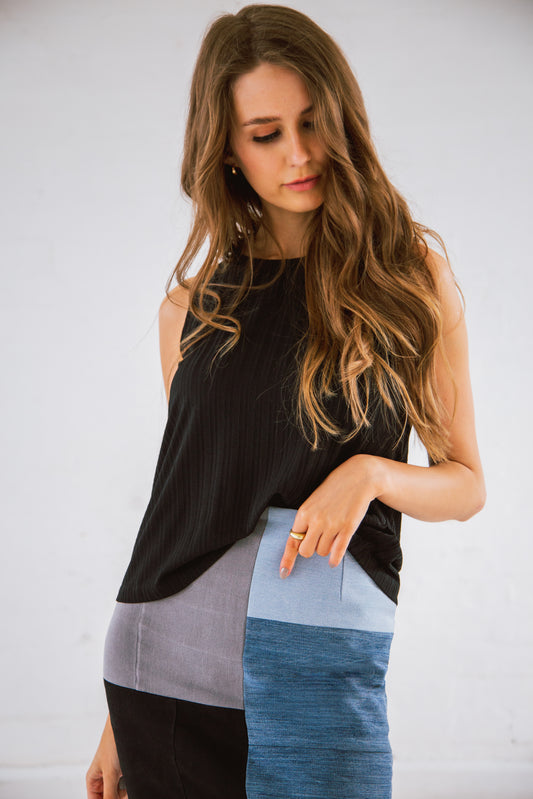 Black recycled sleeveless top