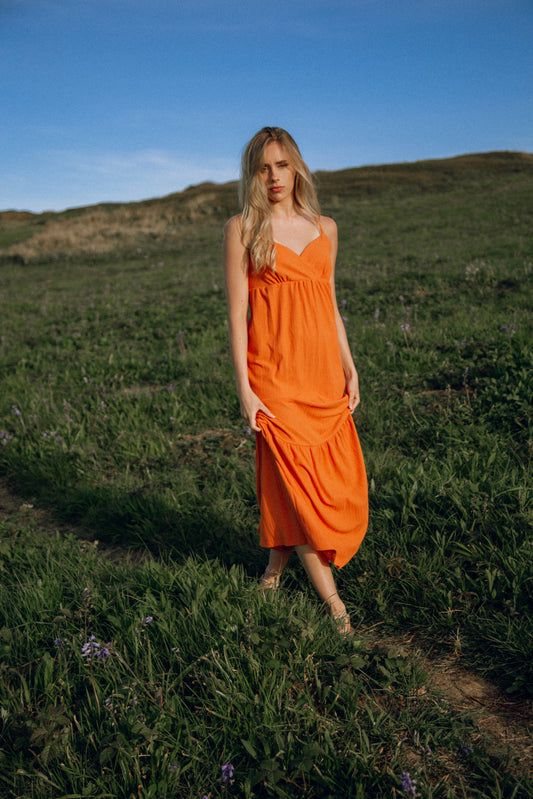 Orange recycled maxi dress