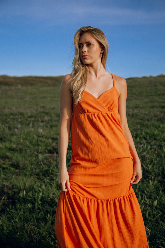 Orange recycled maxi dress