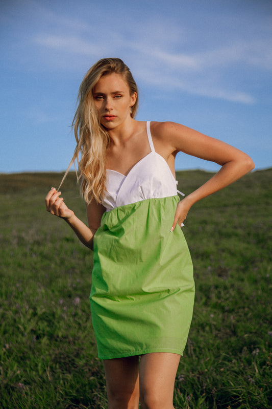 Lime organic cotton mini dress