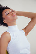 White organic bamboo high neck top