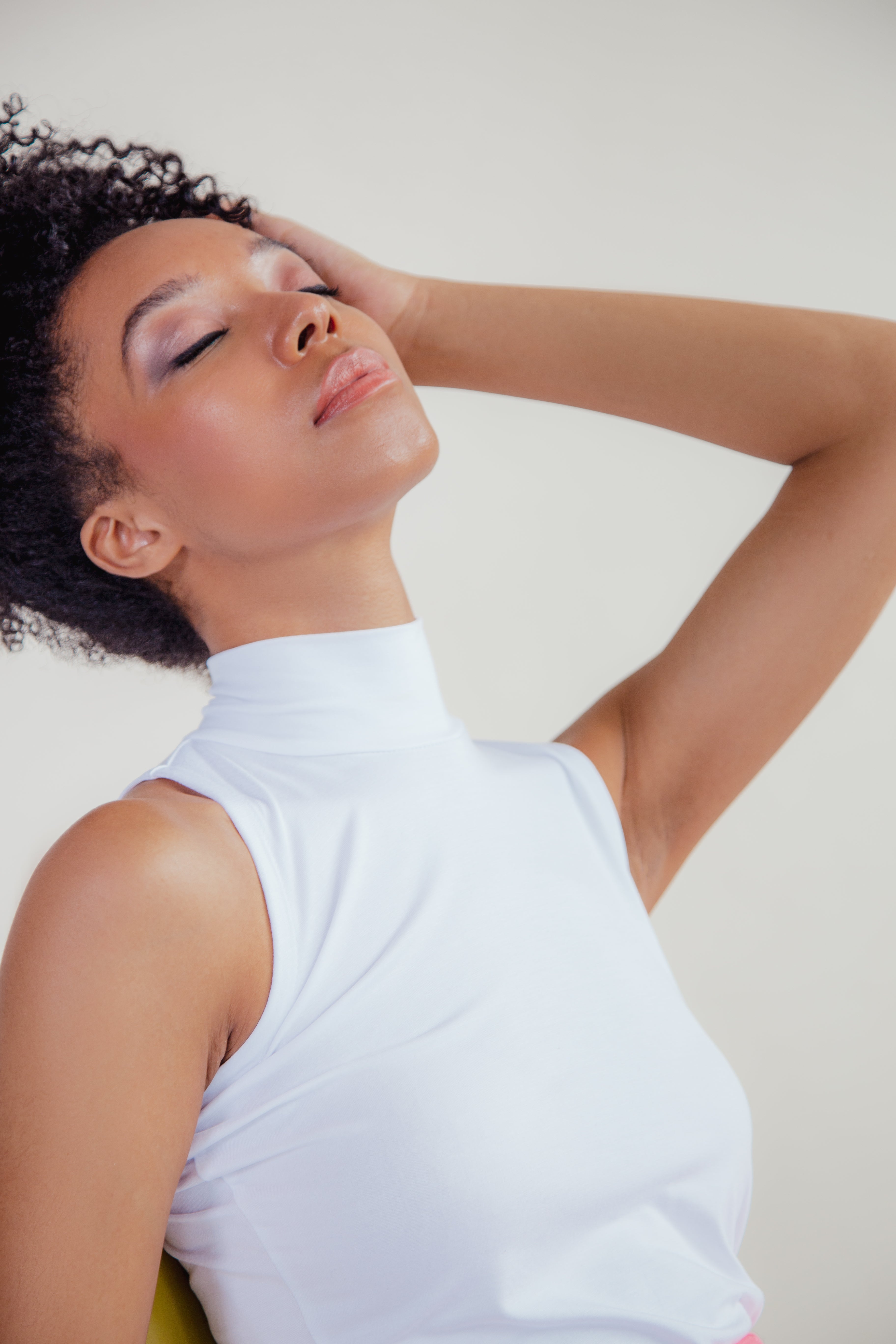 White organic bamboo high neck top