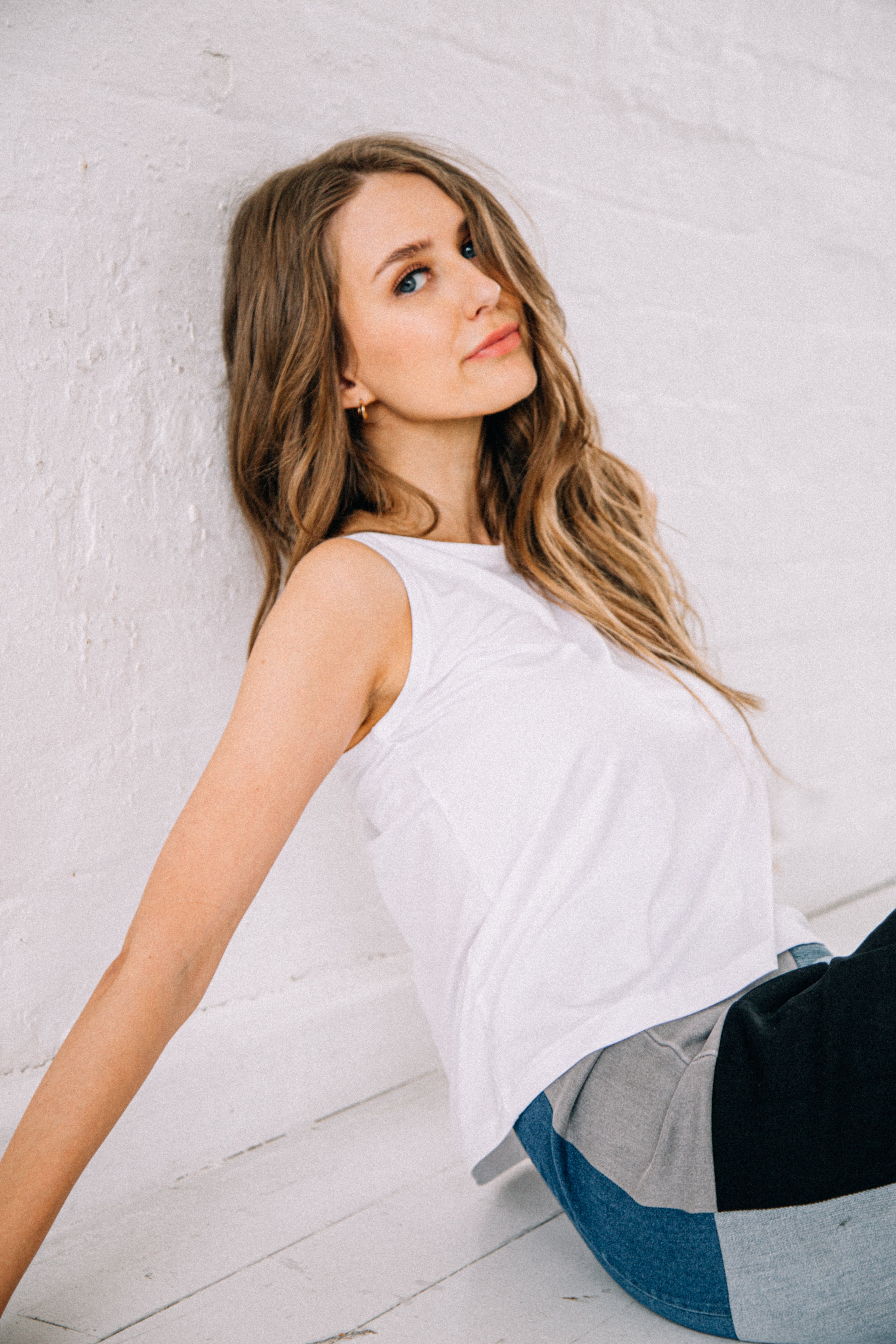 White organic bamboo sleeveless top