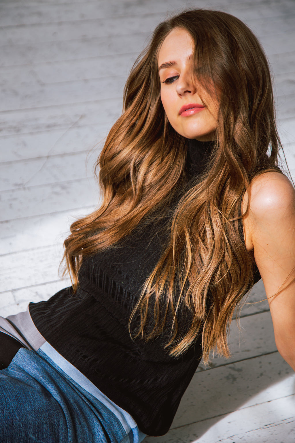 Black recycled high neck top