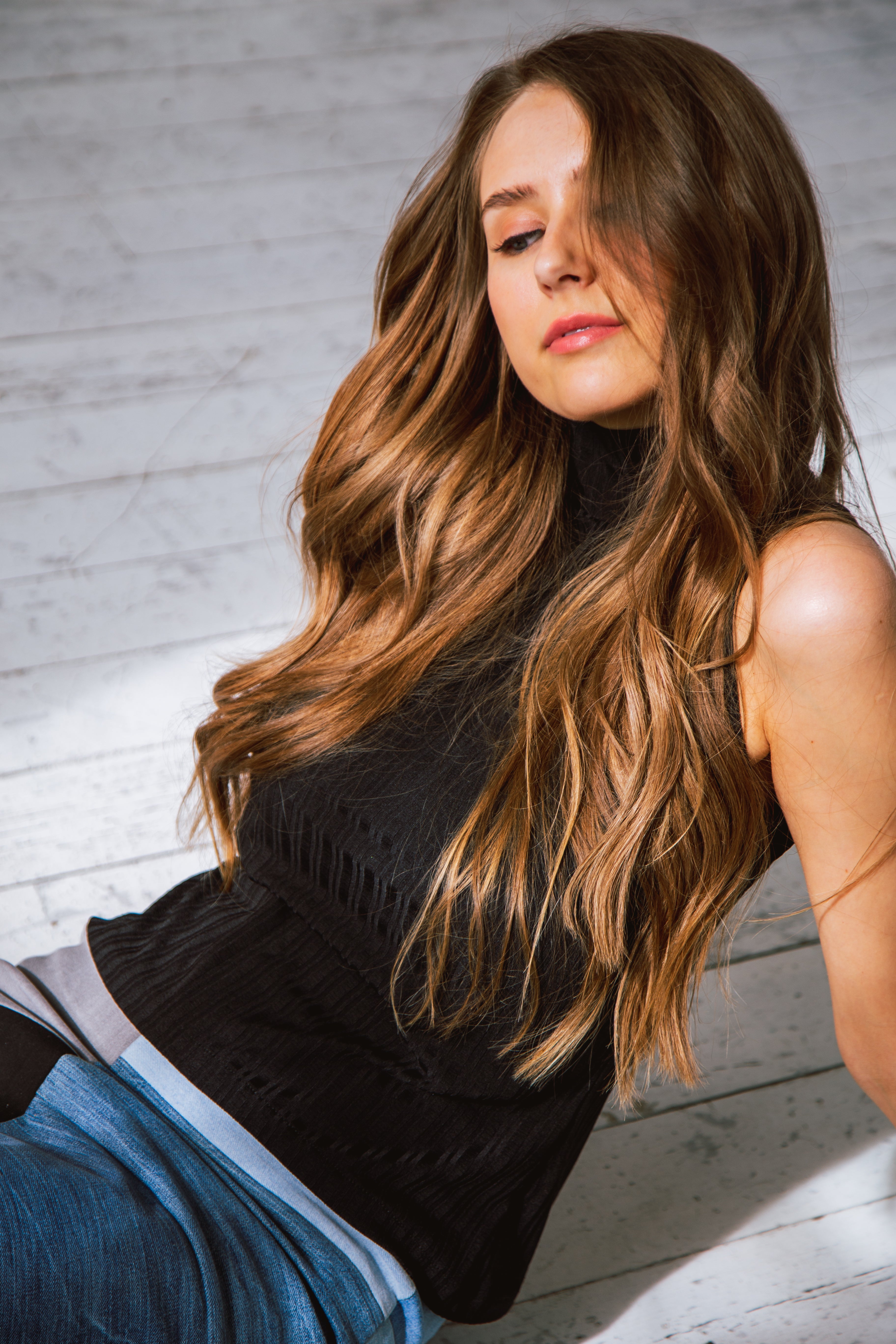 Black recycled high neck top