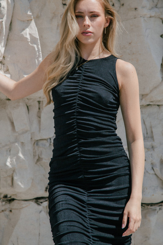 Black recycled midi dress