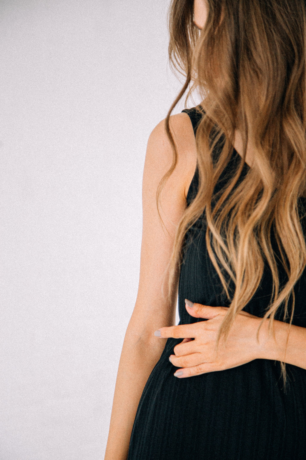 Black recycled scoop neck midi dress