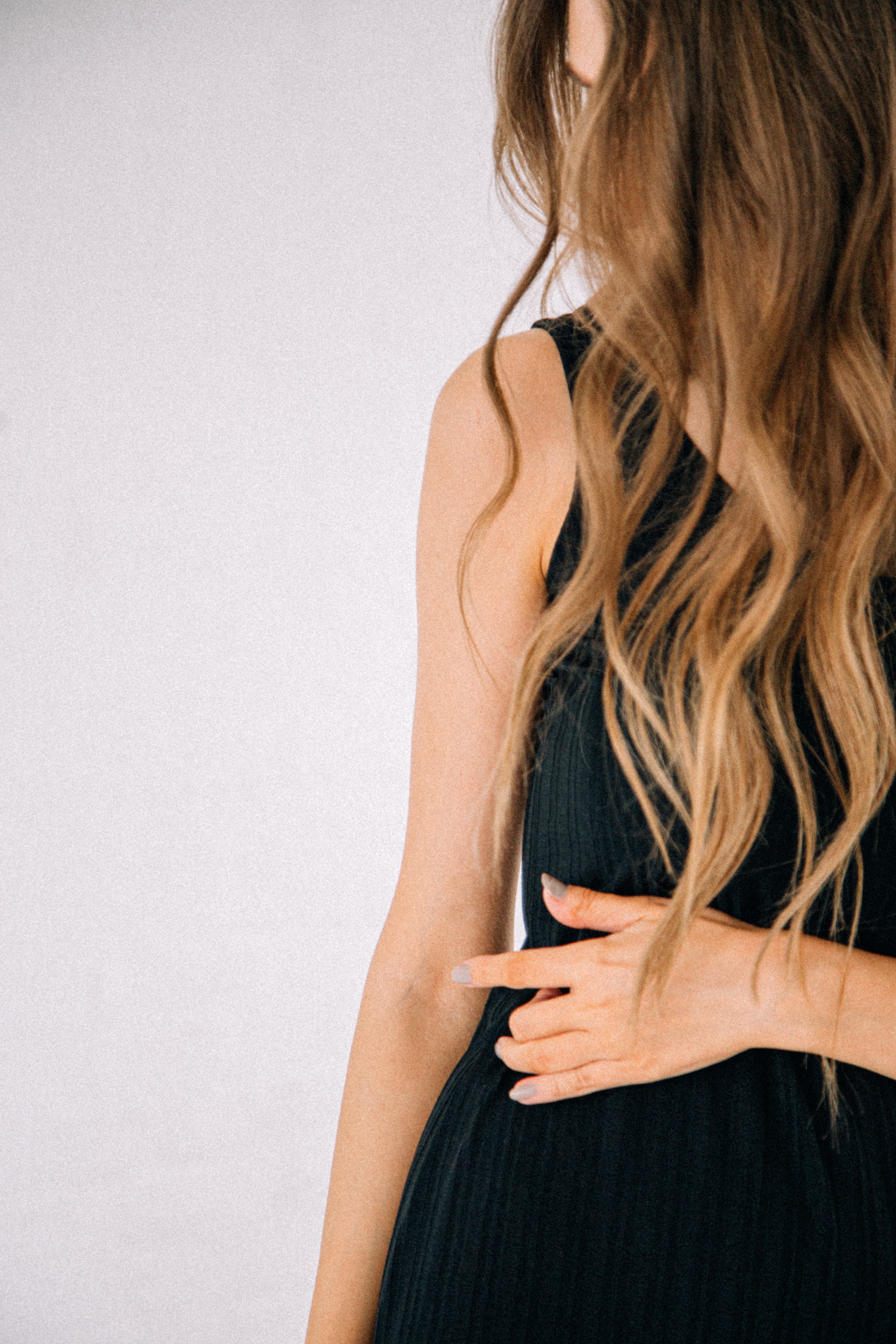 Black recycled scoop neck midi dress