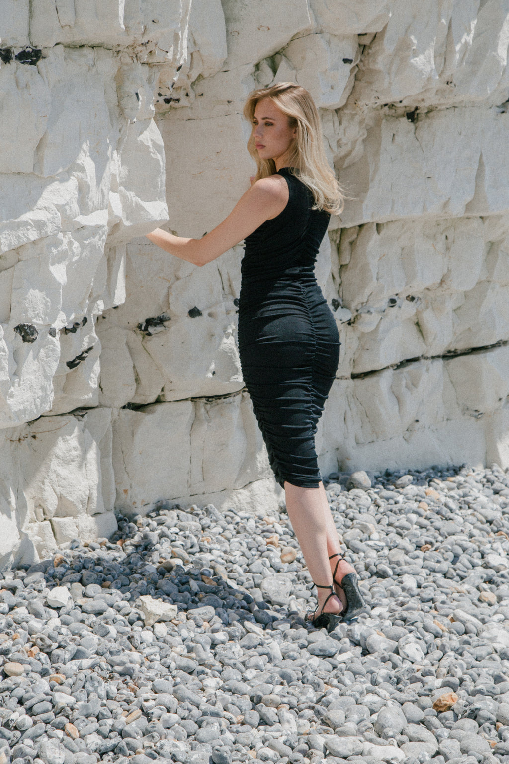 Black recycled midi dress